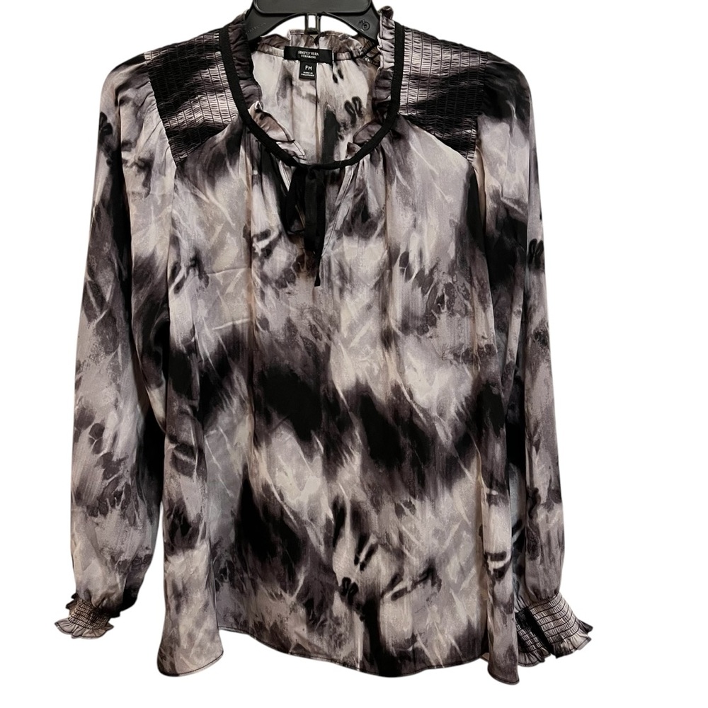 Simply Vera Vera Wang Ruched Sleeve Peasant Tie Dye Blouse Size PM